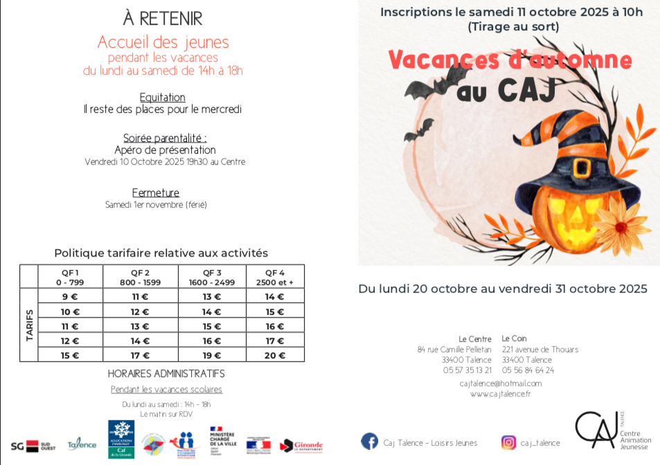 Vacances d’automne 2025