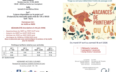Vacances d&rsquo;avril 2026