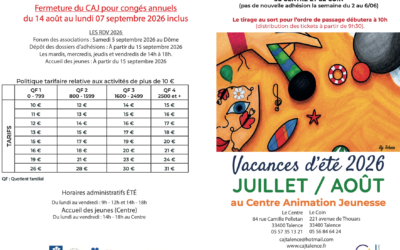 Vacances d&rsquo;été 2026